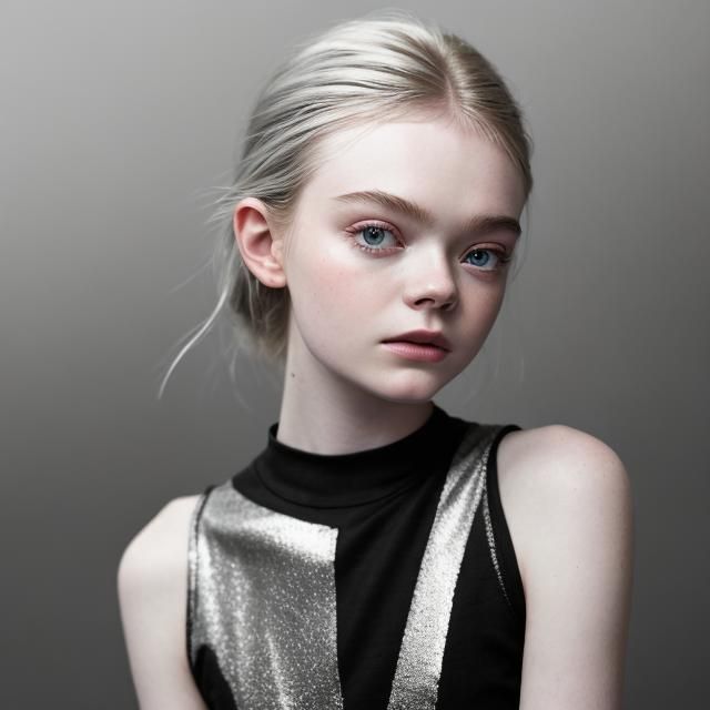 Elegant Elle Fanning in Silver and Black