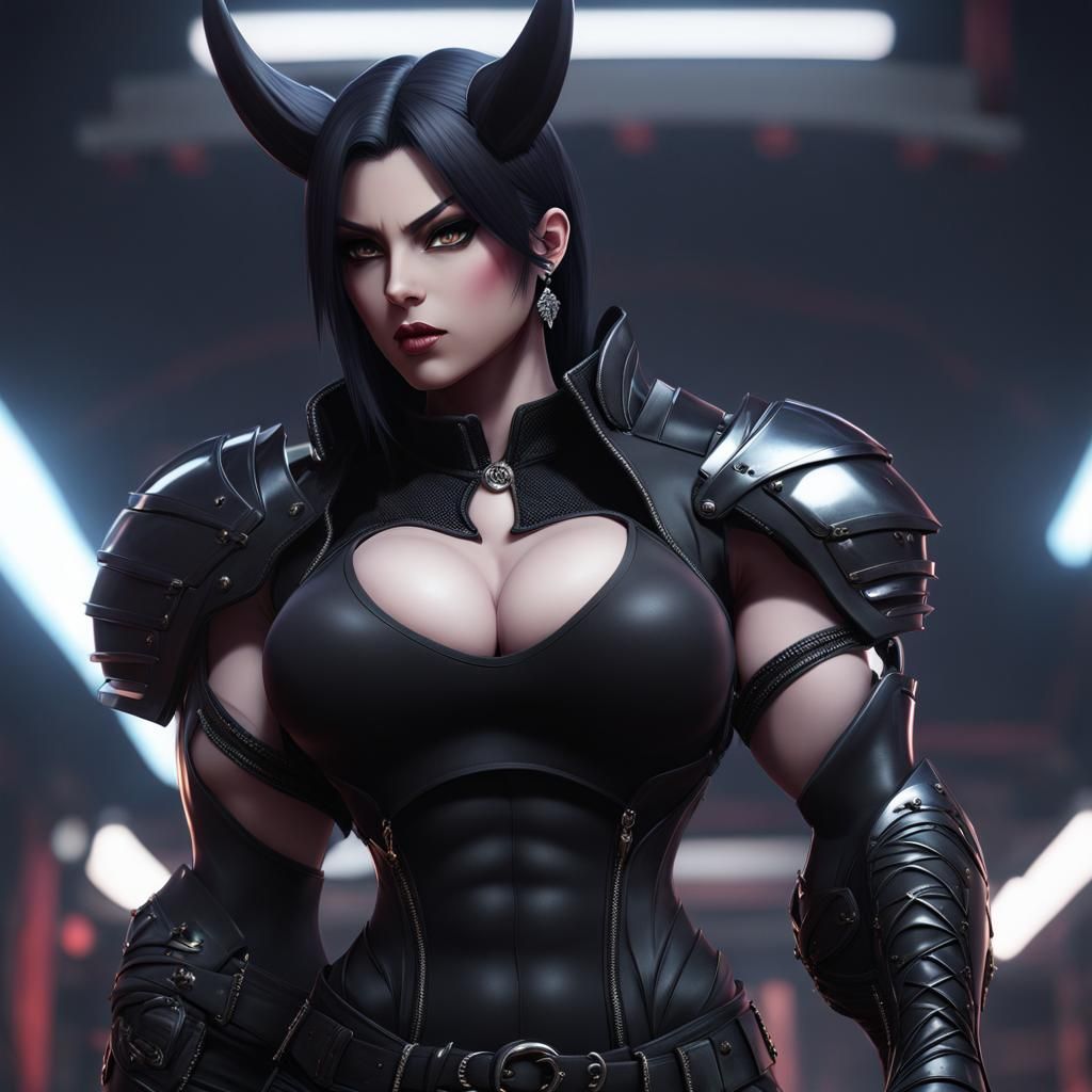 Gothic Muscle Anime Character in 3D Art