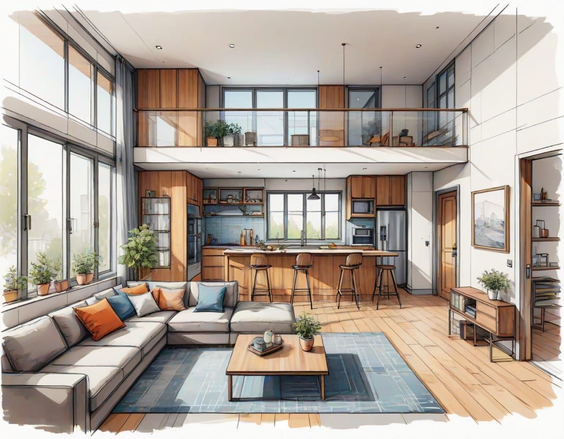 Surreal Architectural Illustration in Sketchy Style