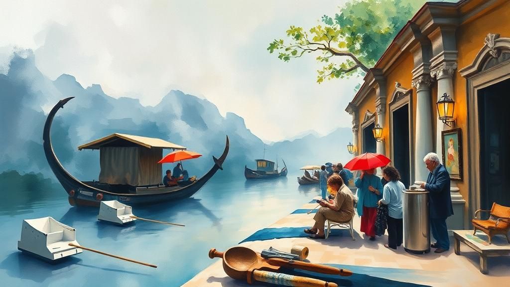 Impressionist Gouache Scene with Thick Brushstrokes