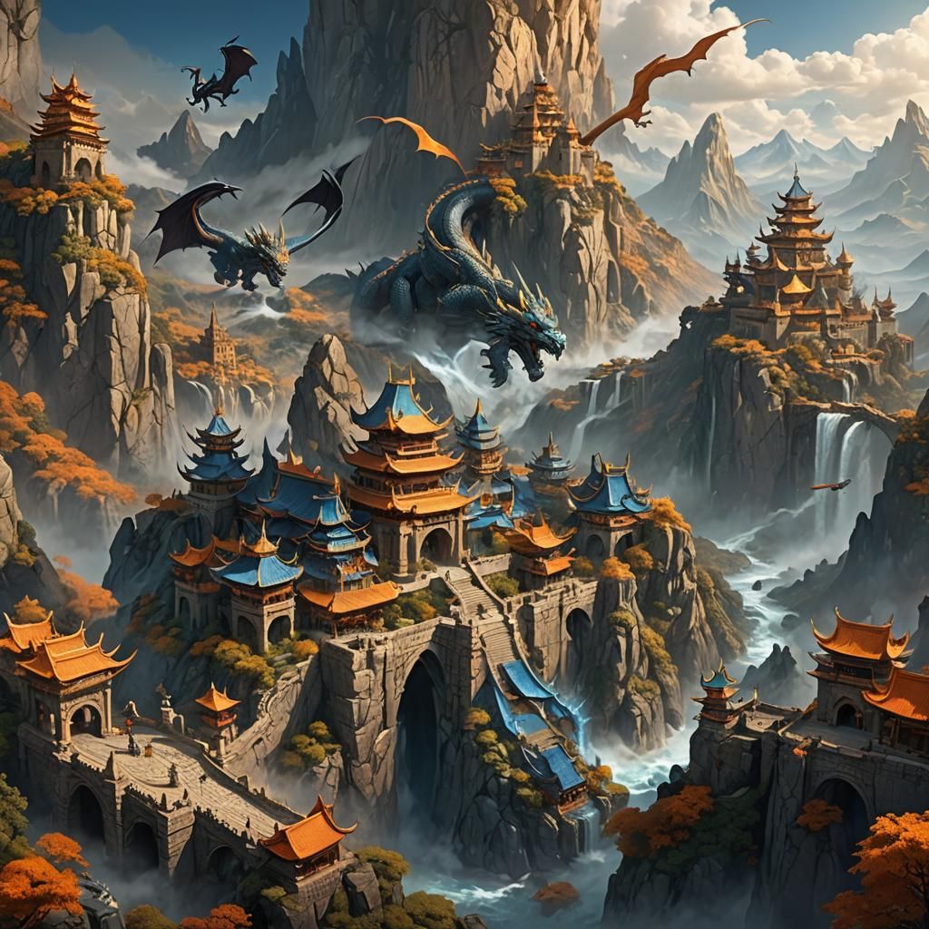 Dragon Warrior Kingdom Map: Fantasy Concept Art