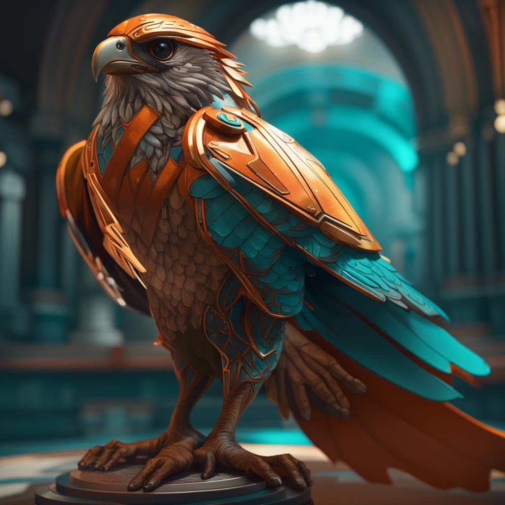 Hyperdetailed Falcon Concept Art in Triadic Colors