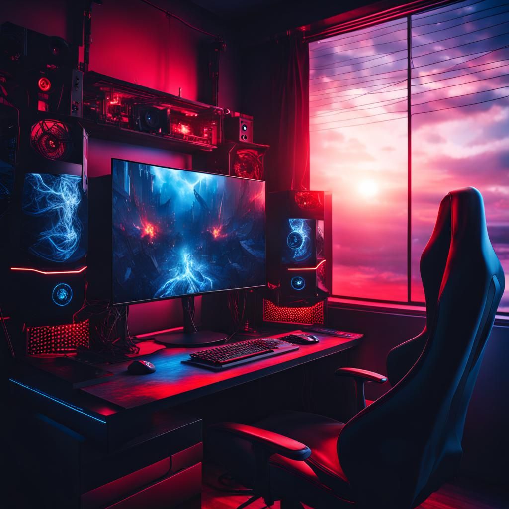 Dynamic Gaming PC Setup with Beat Wave Lighting