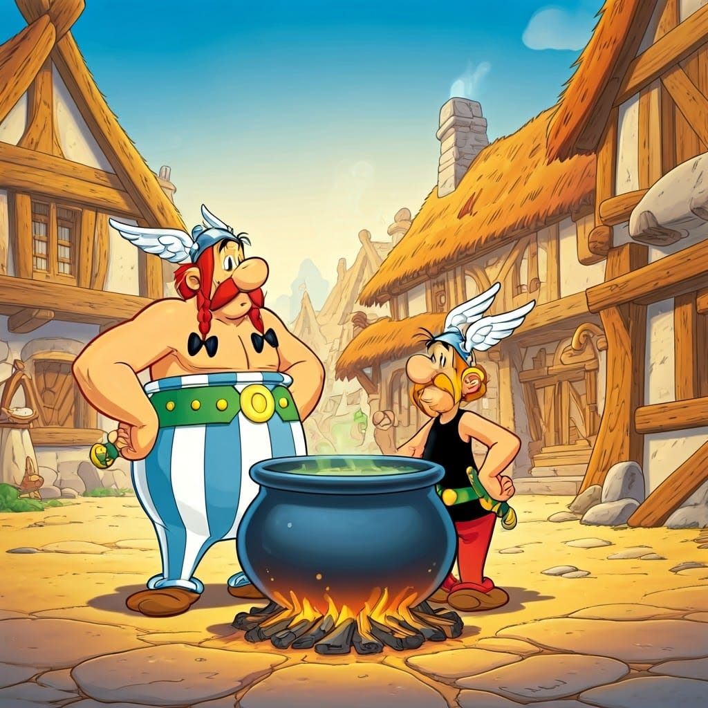 Unique, priceless photo from 50 BC of Asterix and Obelix, our intrepid Gauls, members of a Celtic tribe.