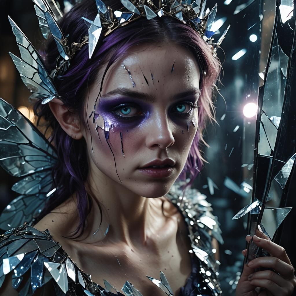 Evil Fairy Trapped in Shattered Mirror: Dark Fantasy