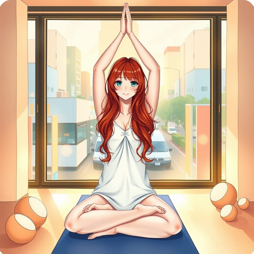 Watercolor Yoga in Shibuya at Golden Hour