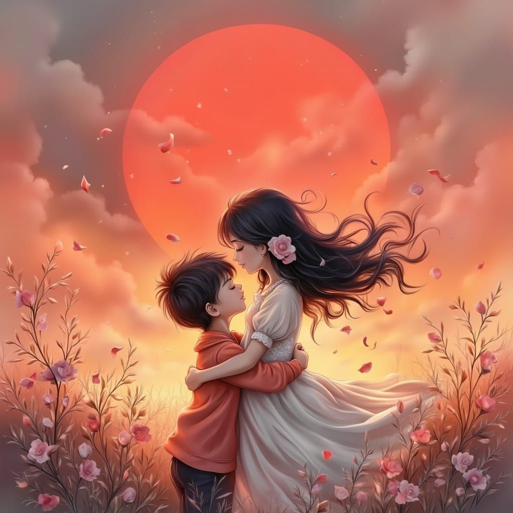 Sisterly Love in Vibrant Pencil Art