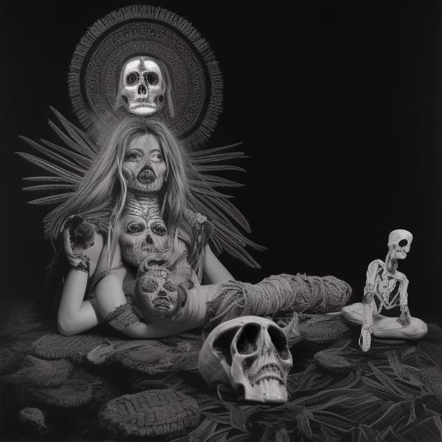 Santa Muerte as Peruvian Mummy in Psychedelic Art