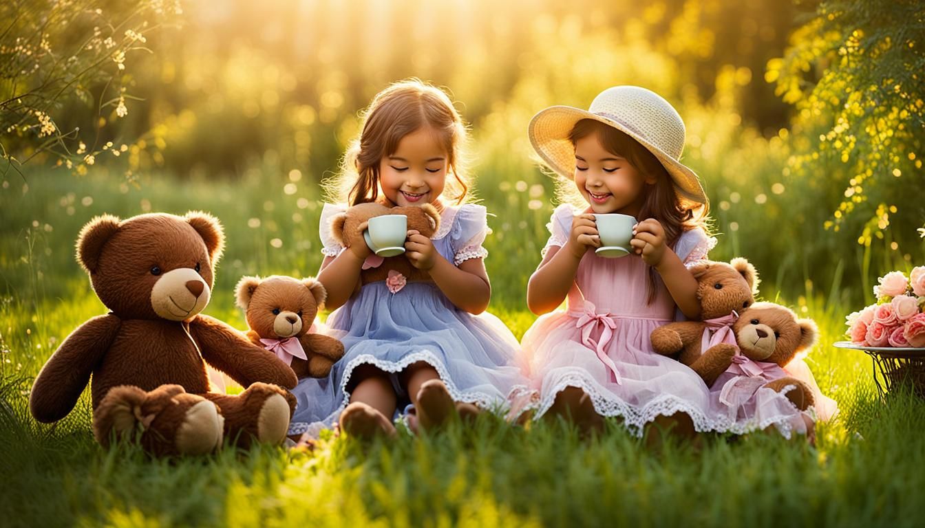 Children's Teddy Bear Tea Party in Watercolor