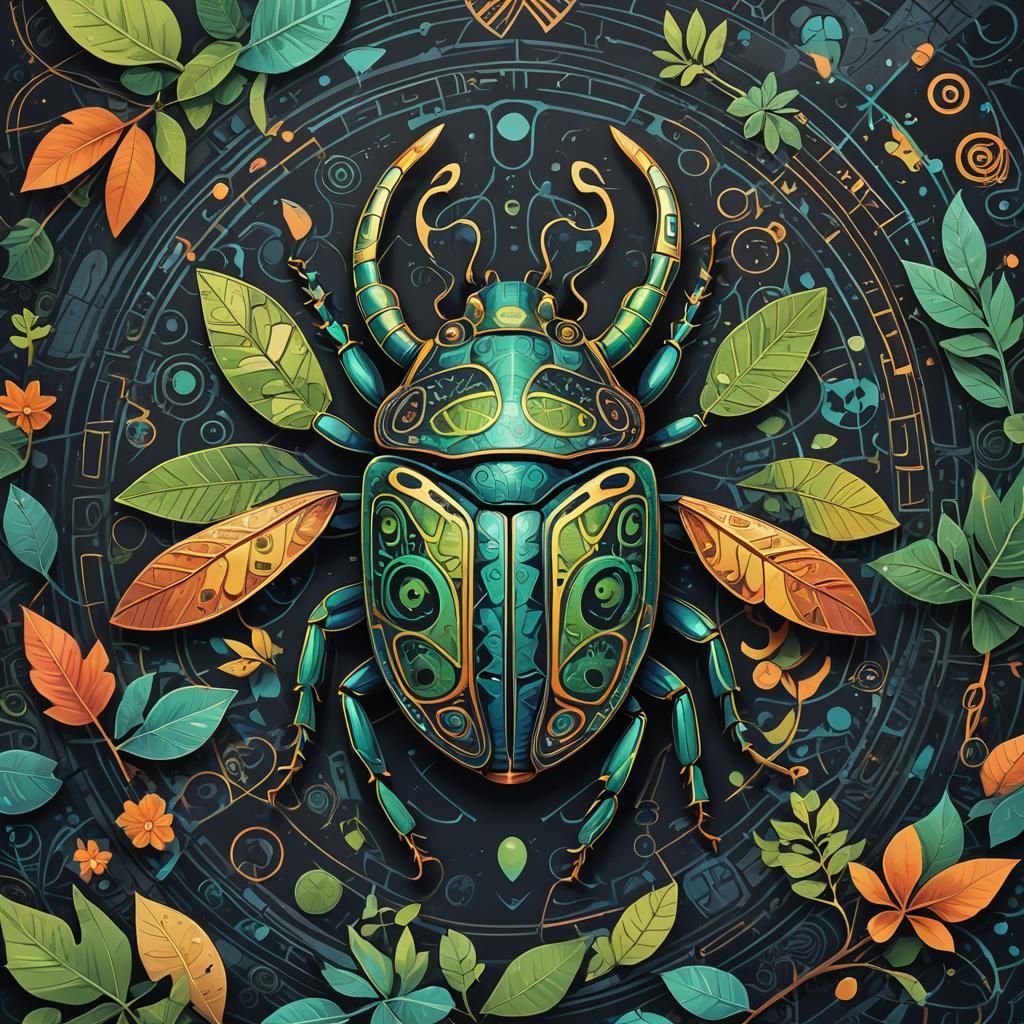 Hieroglyphic Scarab Beetle in Dark Fantasy Splash Art