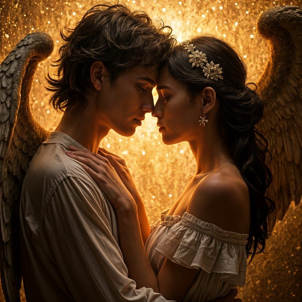 Michael and Lucifer in Lovers Embrace