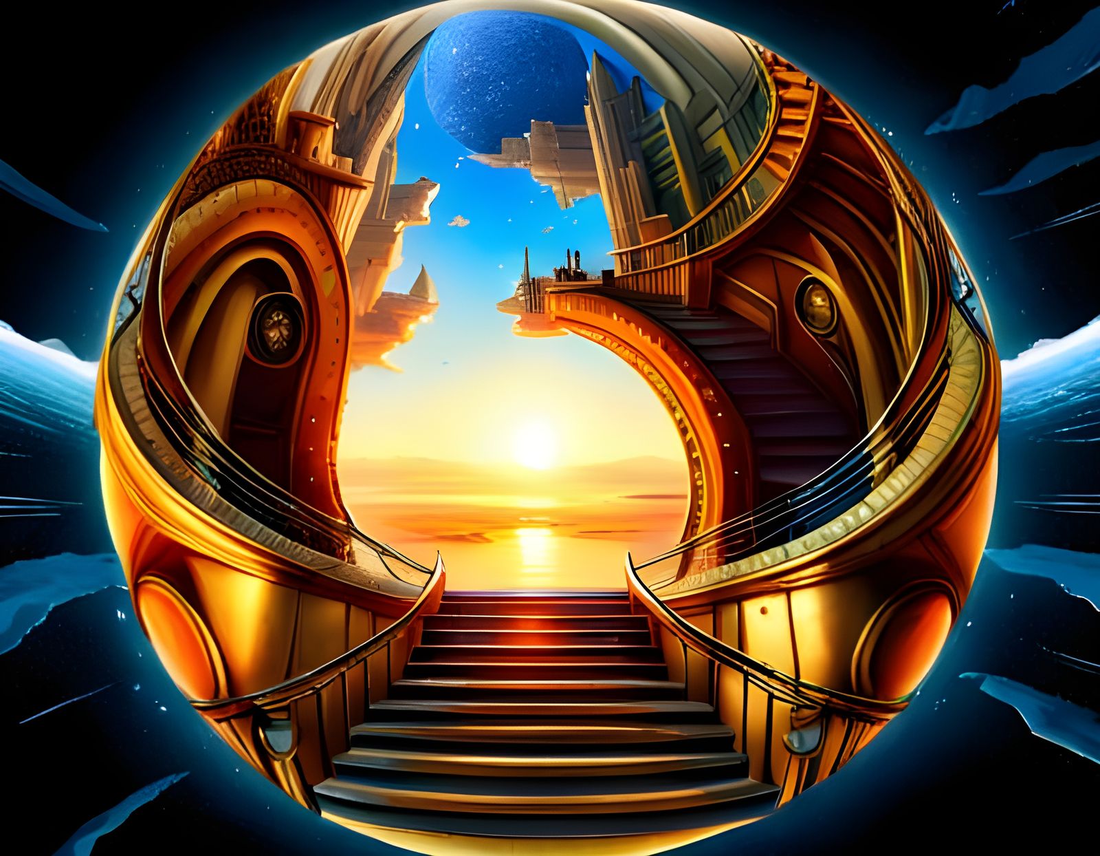 Golden Doorway to a Futuristic Galaxy