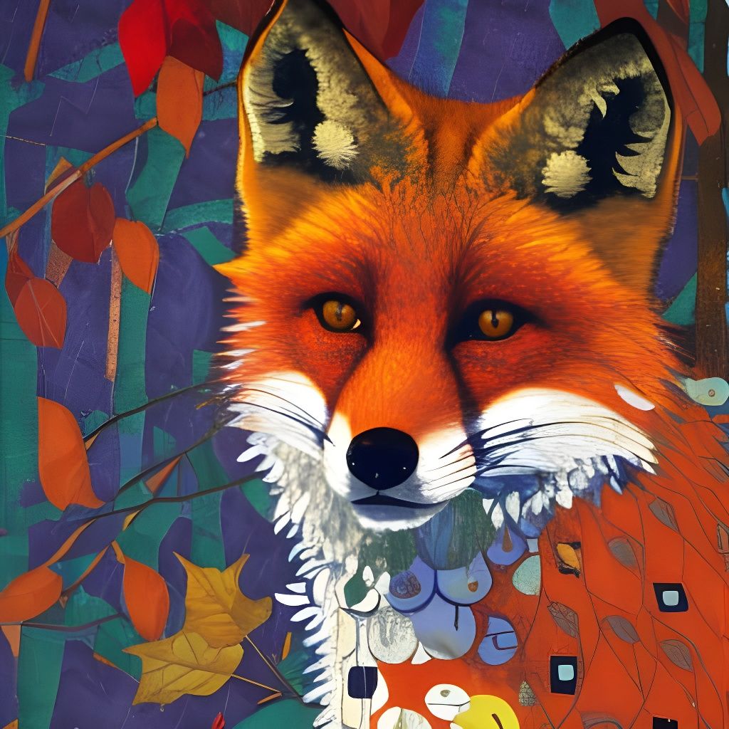 Fox in First Snowfall, Quilted Oil Painting