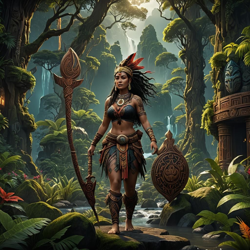 Maori Woman: Detailed Fantasy Art in 8K