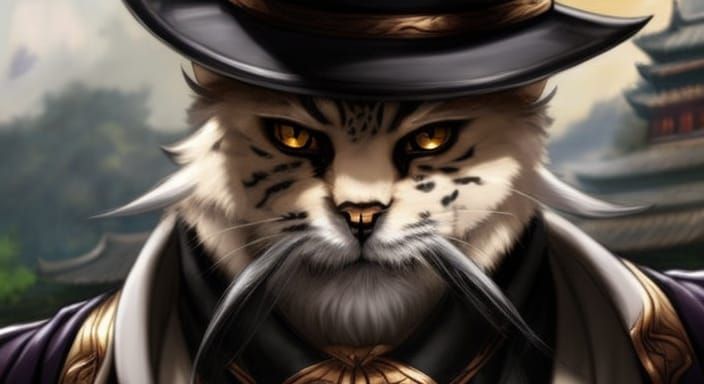 Kung Fu Master Cat in Anime Style