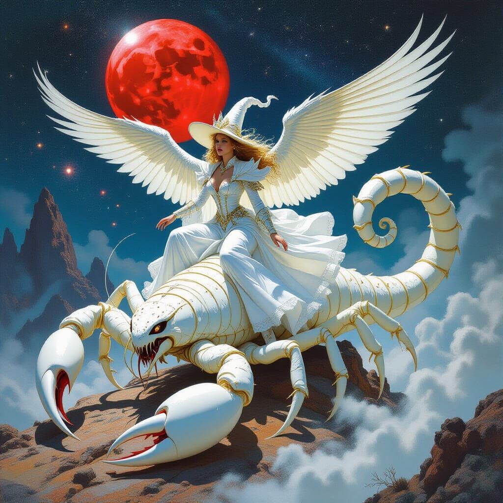 Winged Witch Rides Galactic Scorpion