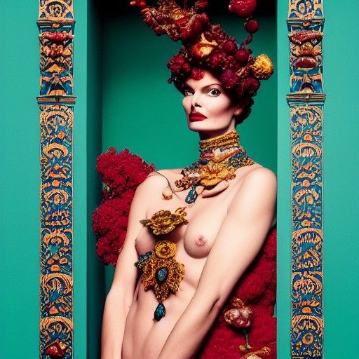 Linda Evangelista in Art Nouveau Couture