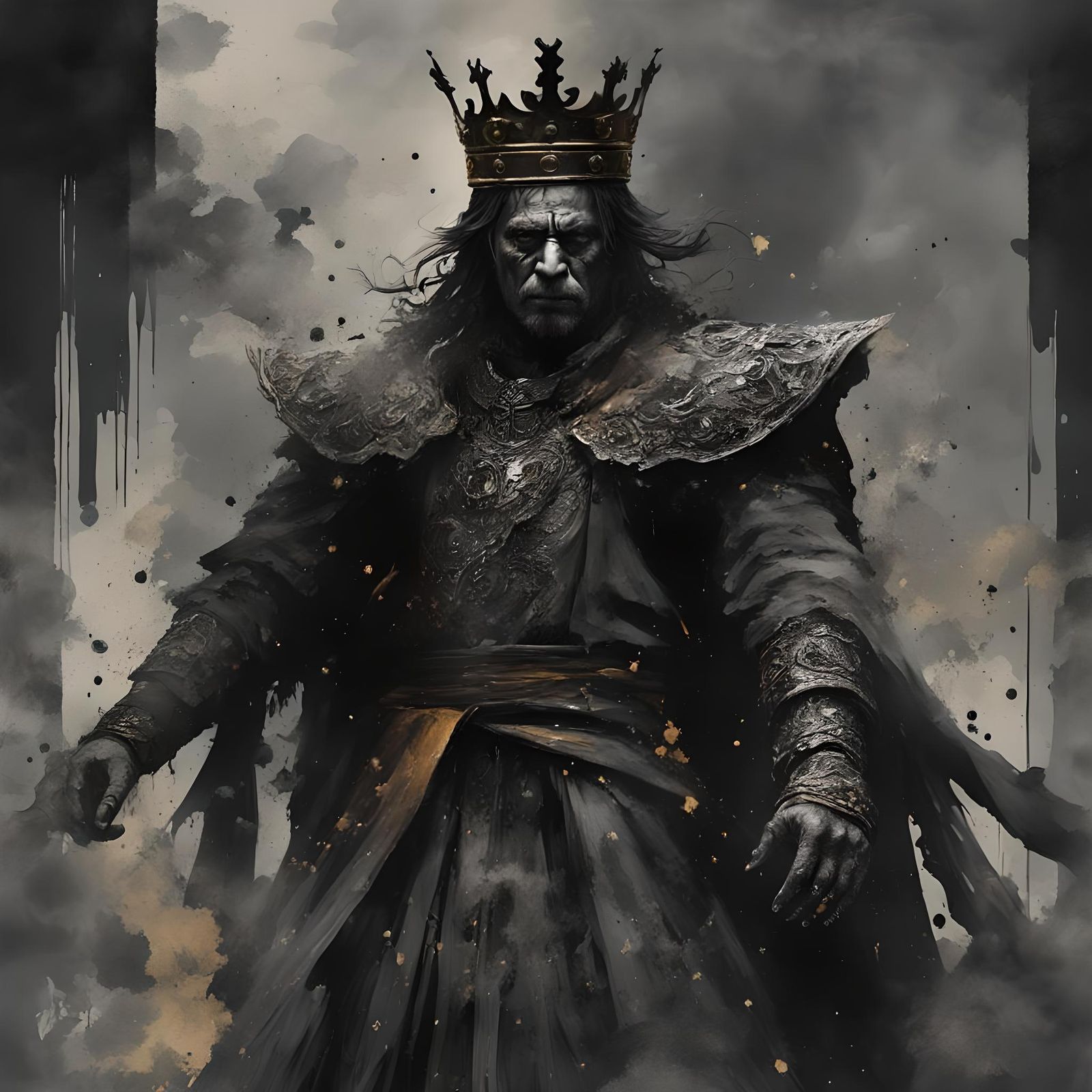 Abstract Dark Fantasy King in Smoke Art Style