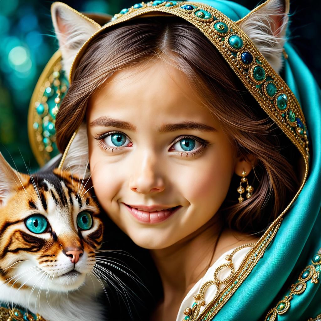 Joyful Child in Silk Adorned Fantasyscape