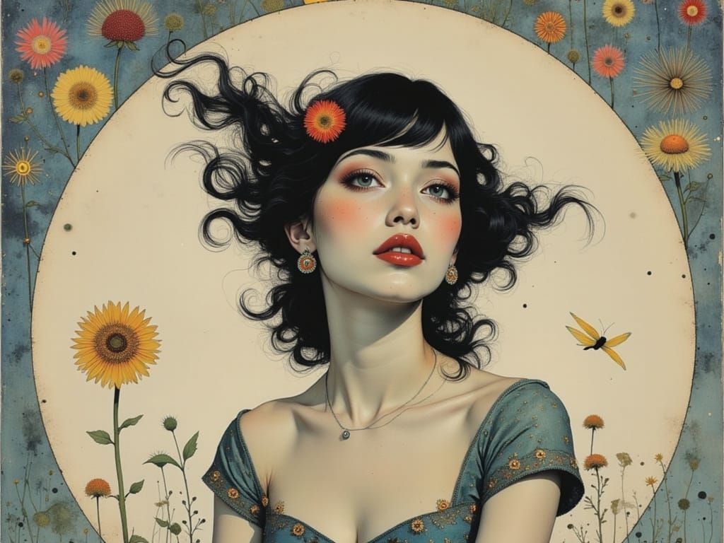 Dreamy Alice in Wonderland Portrait in Cool Blue Hues