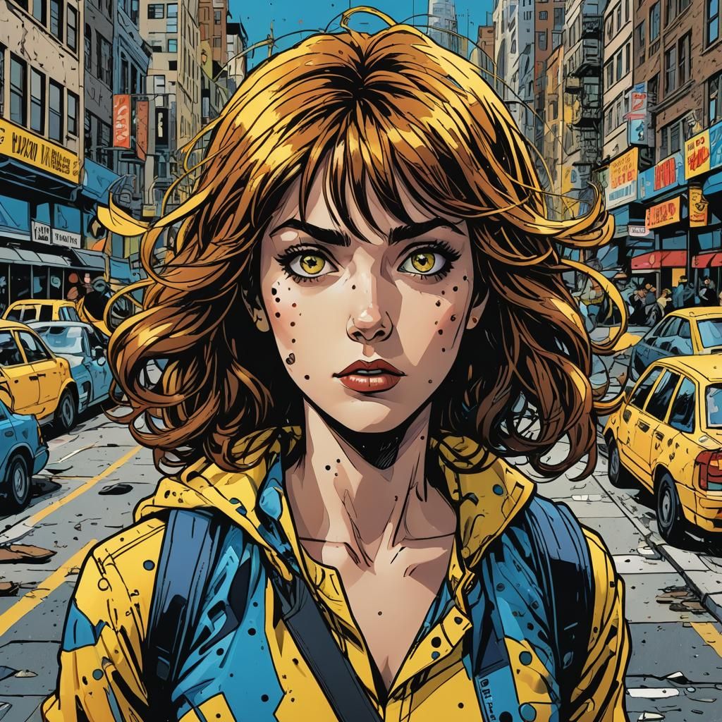 April O'Neil Shocked in Comic Book Art