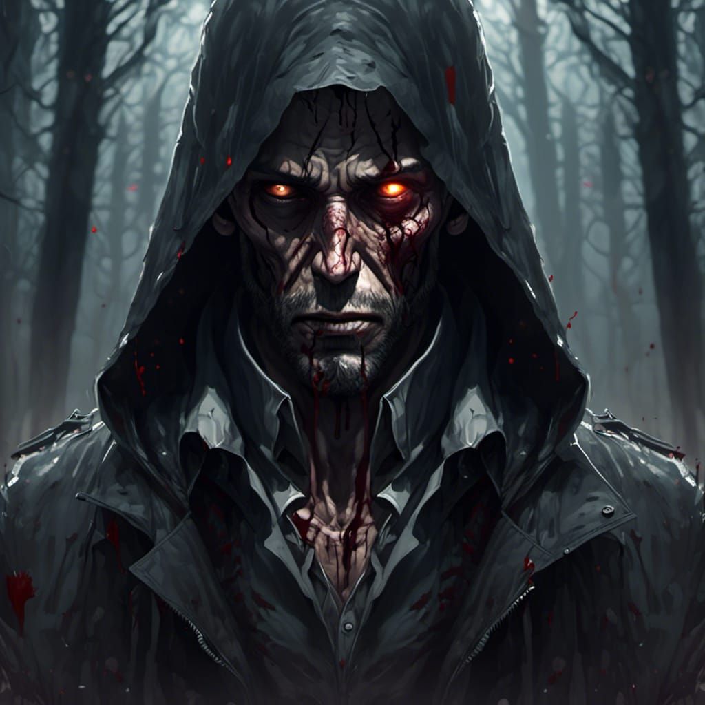 Decomposing Zombie in Dark Forest, Dramatic Portrait