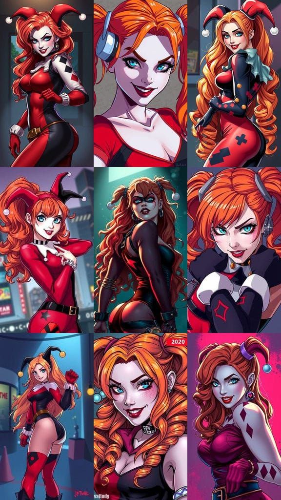 Anime-Inspired Harley Quinn Art in Vibrant Colors