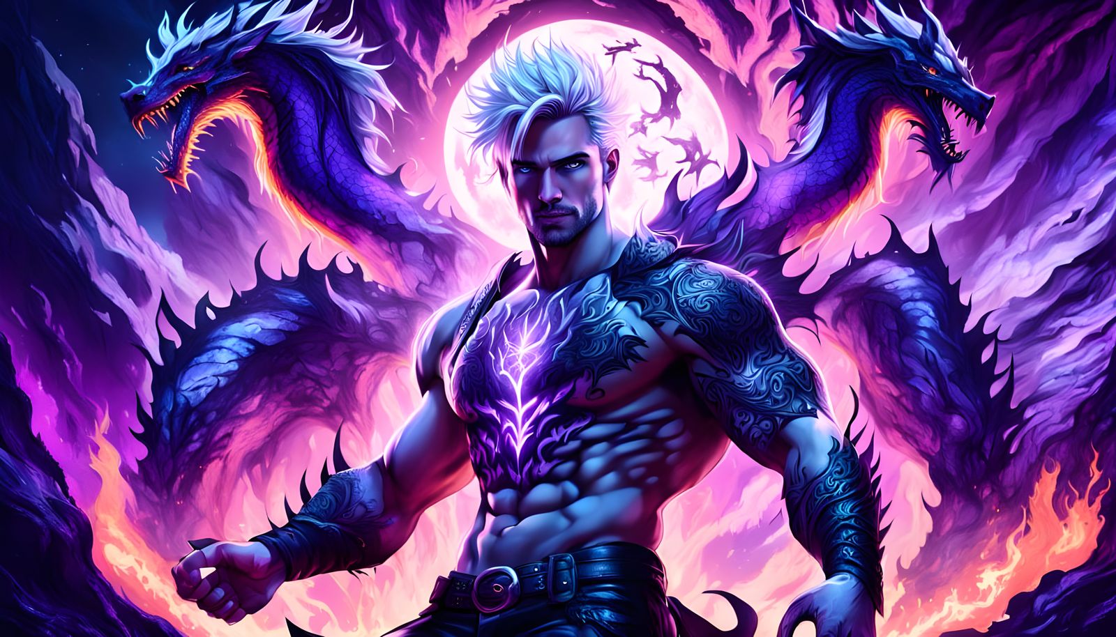 Ethereal Warrior in a Violet Blaze