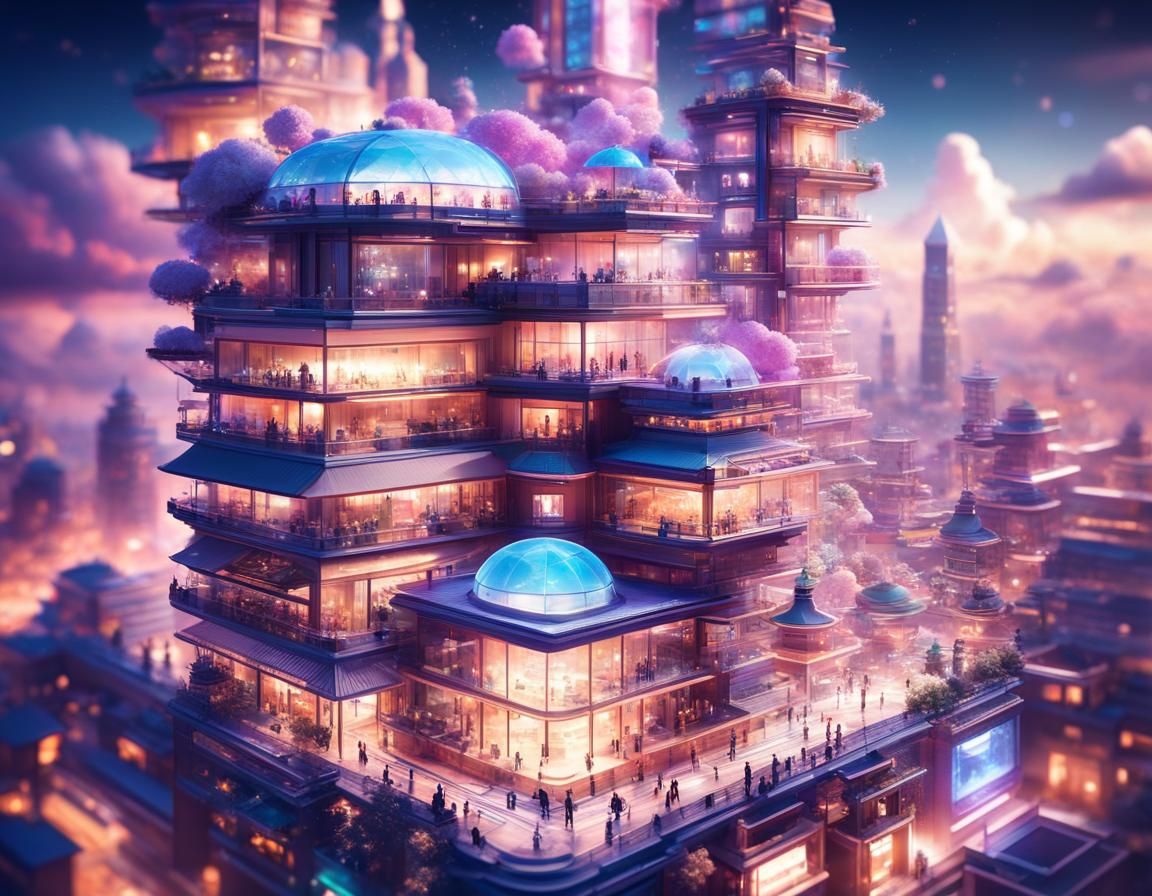 Futuretopia: Isometric View of Cloud City Architecture