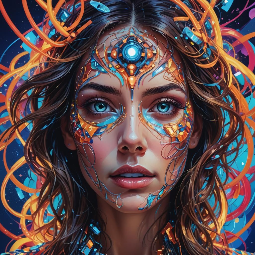 Kaleidoscopic Woman: A Surreal Futuristic Portrait