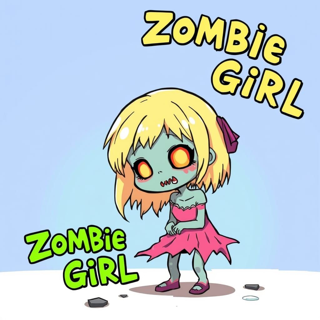 Chibi Zombie Girl in Vibrant Anime Style