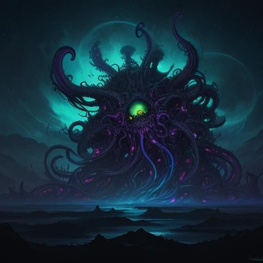 Cosmic Horror Concept Art in Dark Fantasy Style