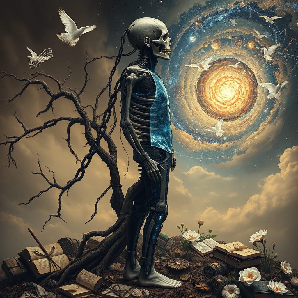 Man in Profile, Body Divided by Past and Future