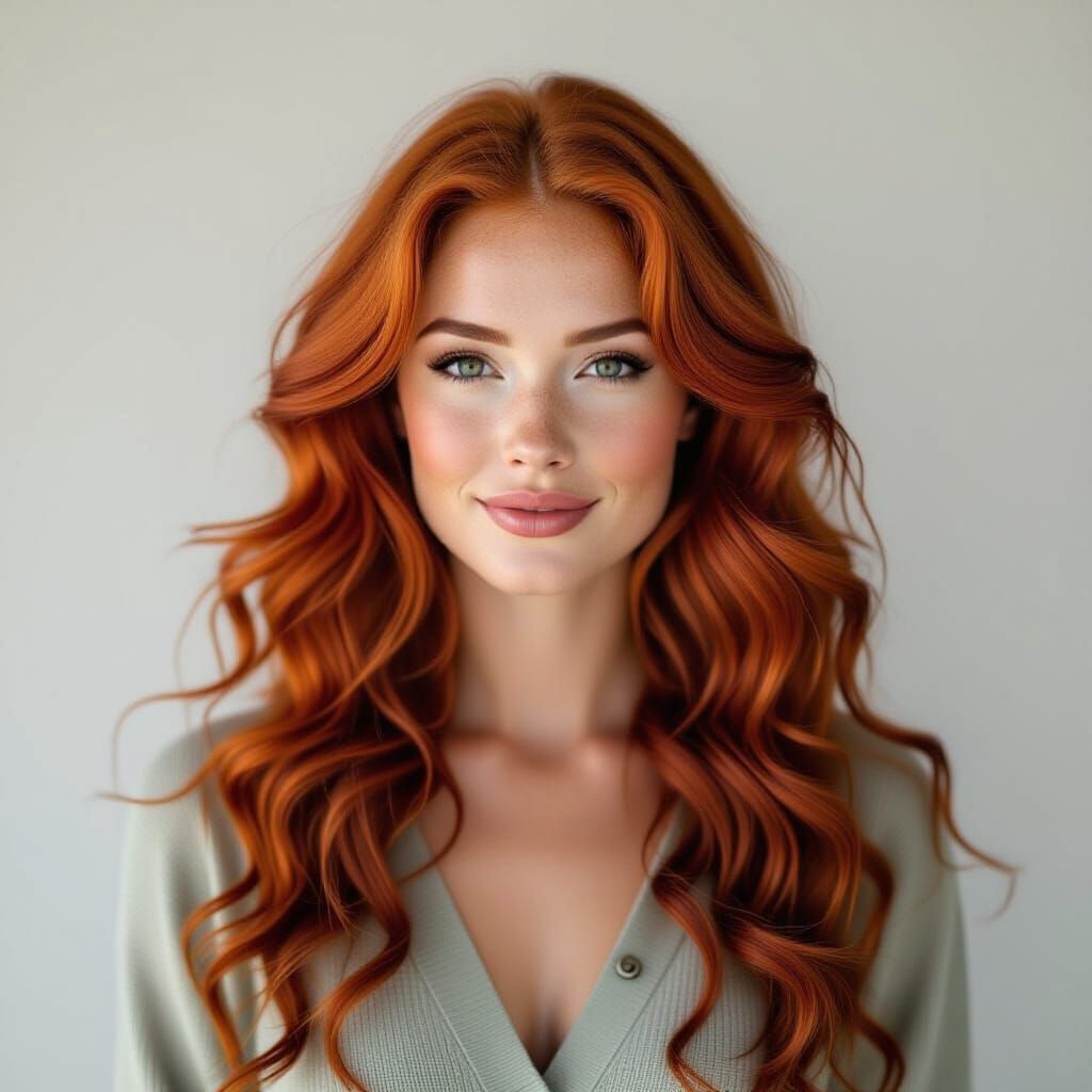 Beautiful Scottish Woman with Long Red Curly Hair