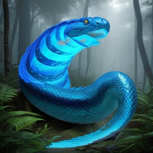Luminescent Blue Magic Cobra in Forest