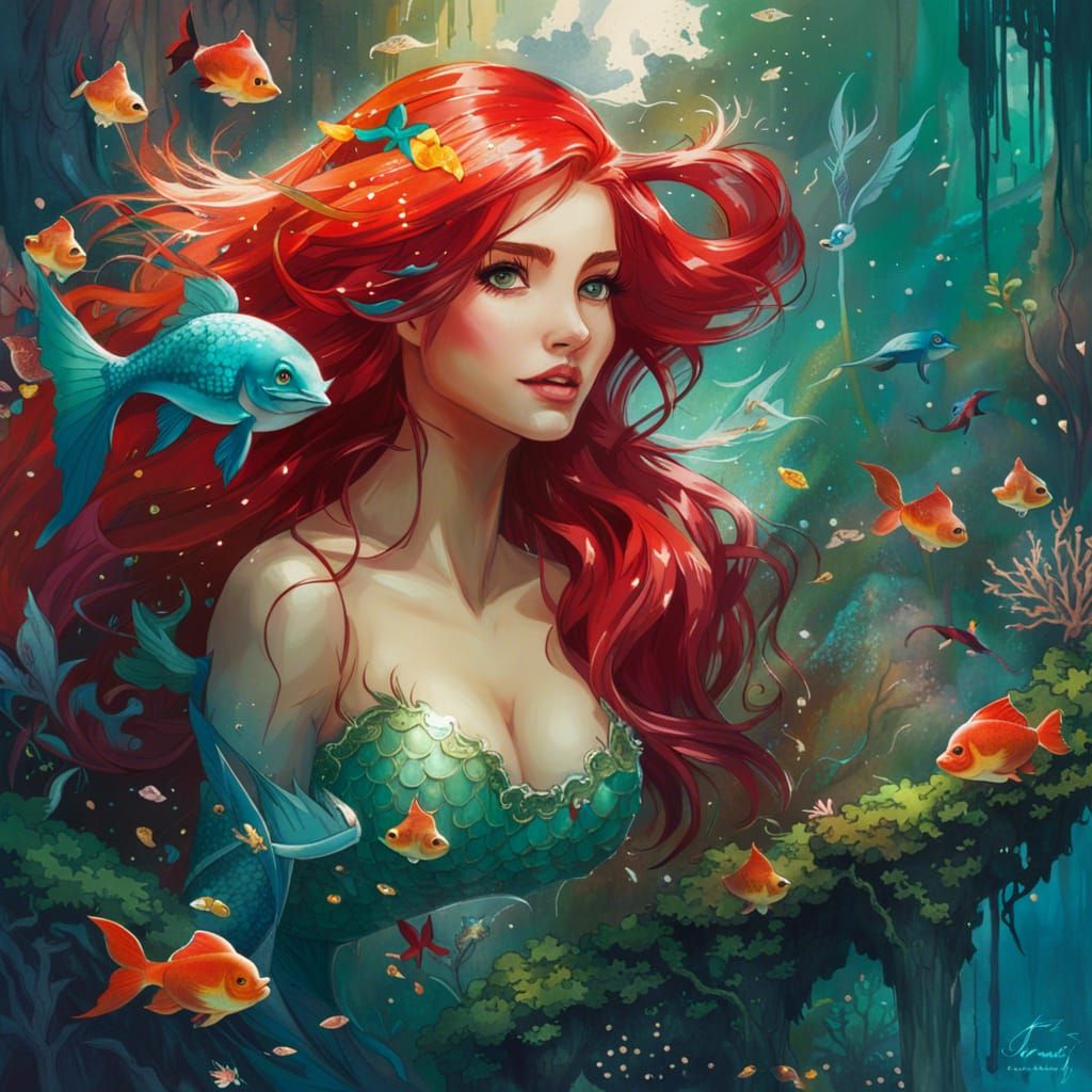 Ariel Portrait in Fantasy Illustration Style