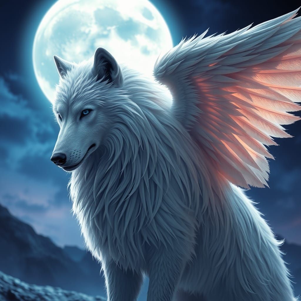 Snow winged wolf
