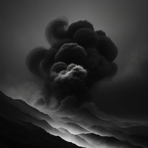 Surreal Black Smoke Formation in High Contrast