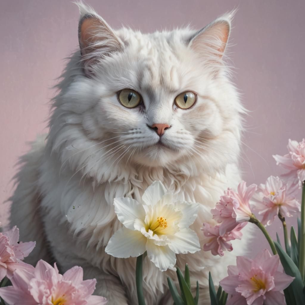 Vibrant Hyperrealistic Cat Portrait in Pastel Hues