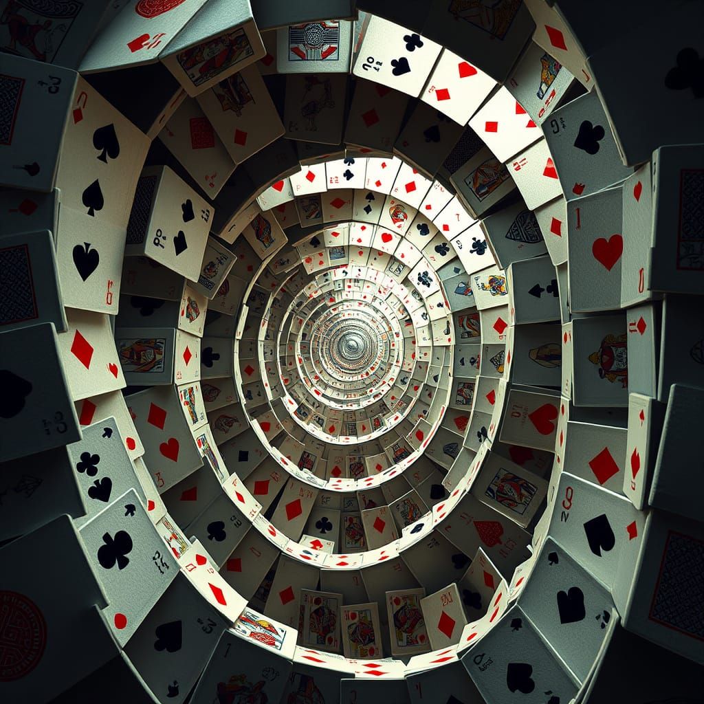 Endless Card Staircase in Escher Style