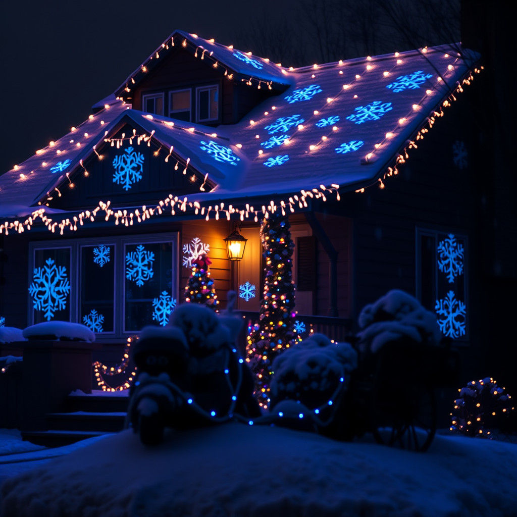 Snowflake Lights Create Magical Winter Scene