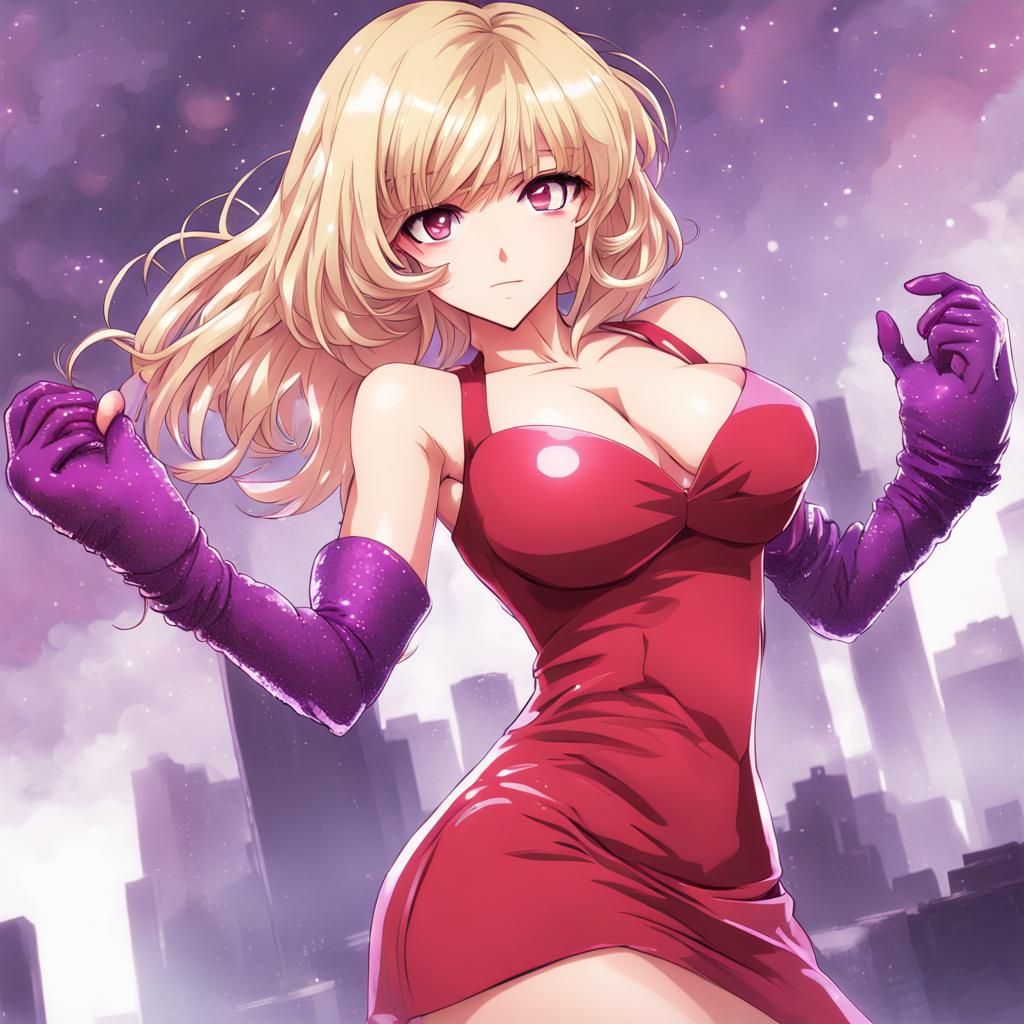 Anime Woman in Sequin Dress: Manga Art