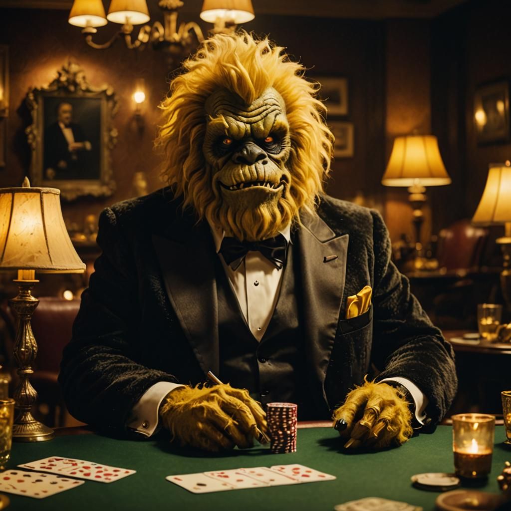 Monster Plays Poker in a Film Still