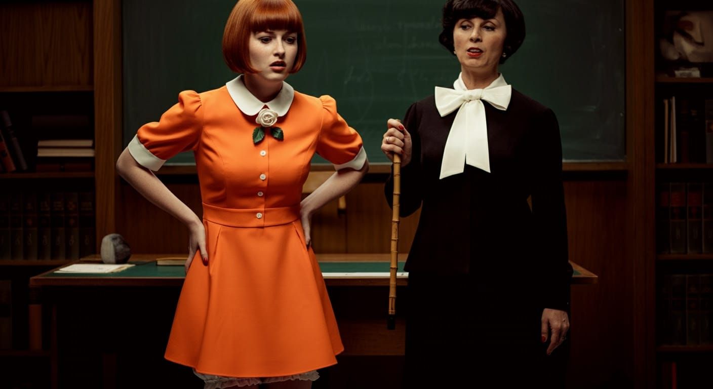 1960s School Headmistress Confronts Prim Student in Retro St...