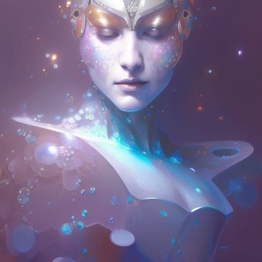 Magical Robot Portrait with Pearlescent Scales