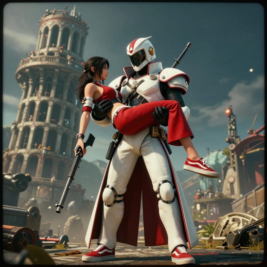 White Knight and Rose Near Tilted Towers Cinematic