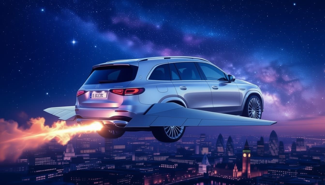 Mercedes Benz GLS Flies Over Starry London