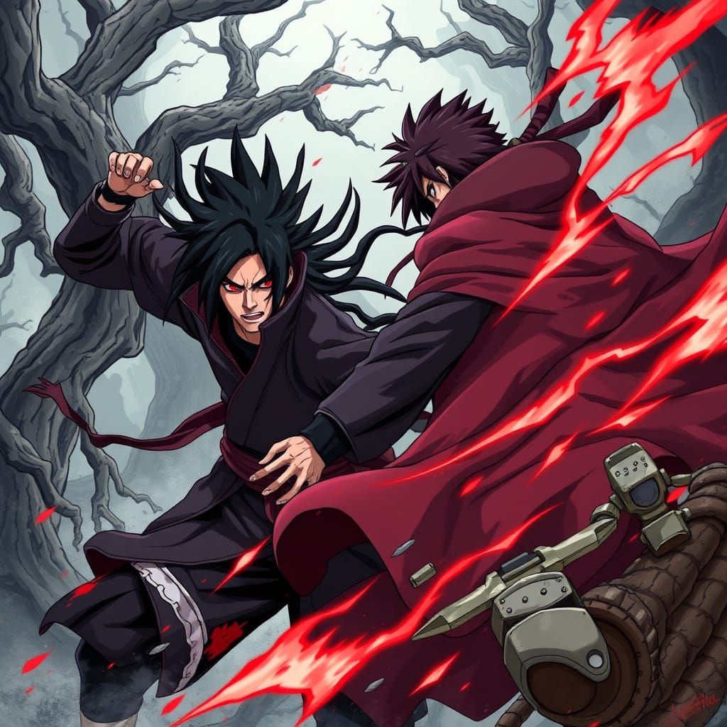 Epic Ninja Clash Between Madara and Hashirama in Traditional...