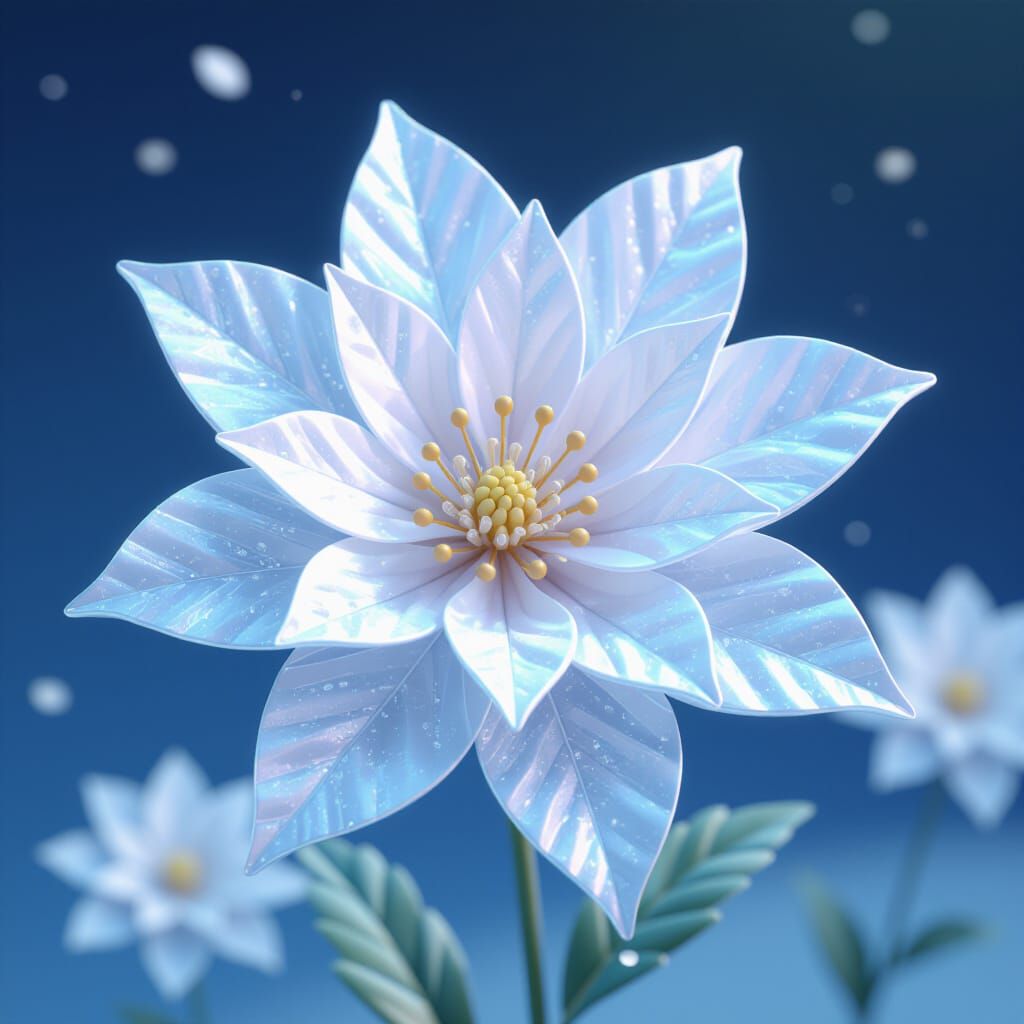 Breathtaking Ice Flowers in Detailed 3D Anime Art