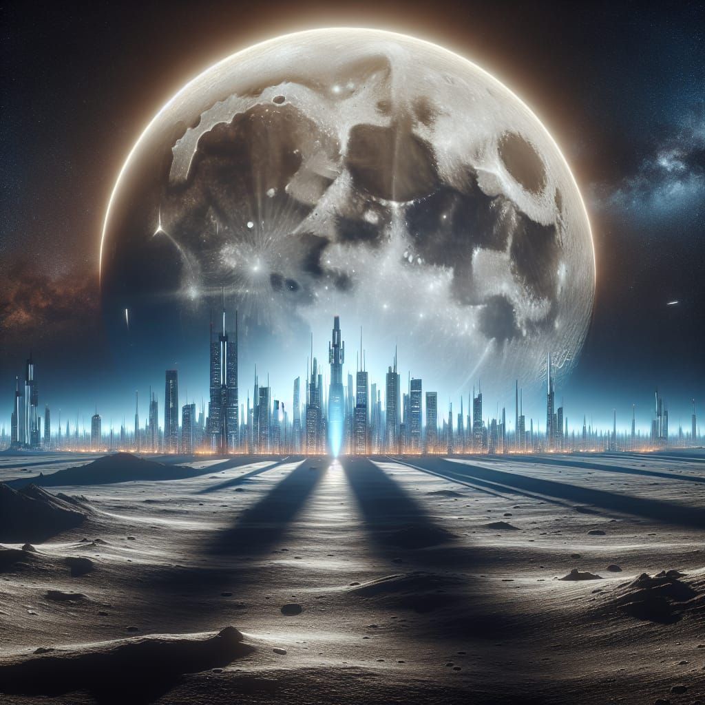 Futuristic Moon City Panorama in High Definition
